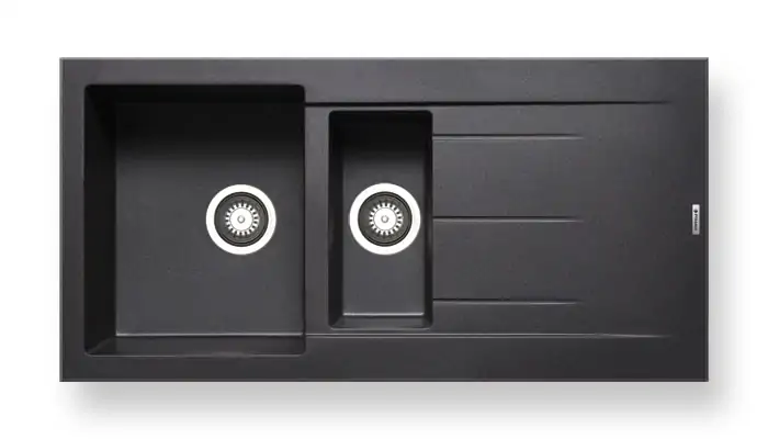 black composite 1.5 bowl sink